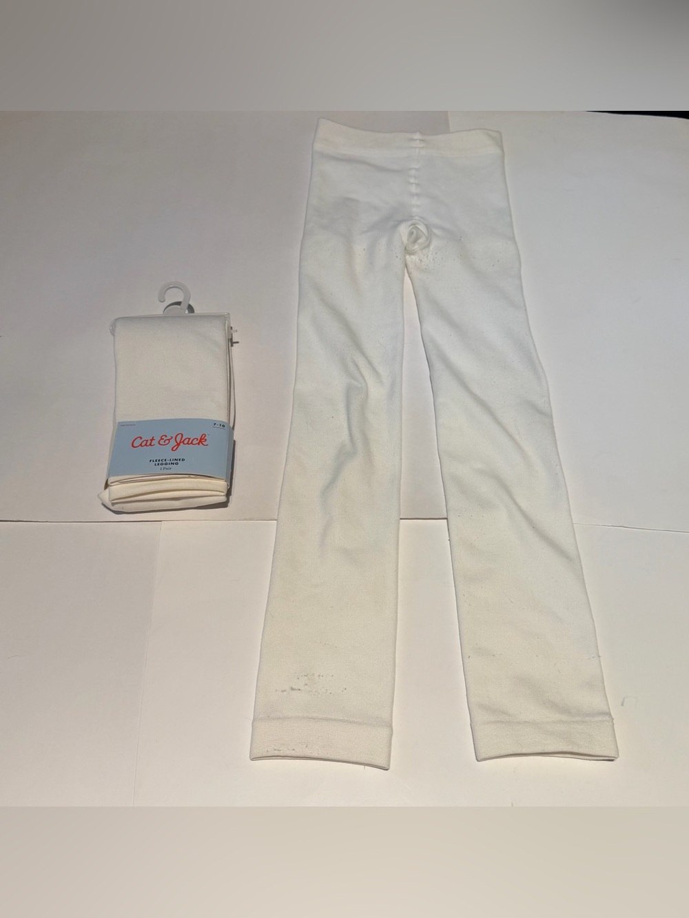 Cat & Jack White Fleece-Lined Footless Legging Tight Size: 7-10